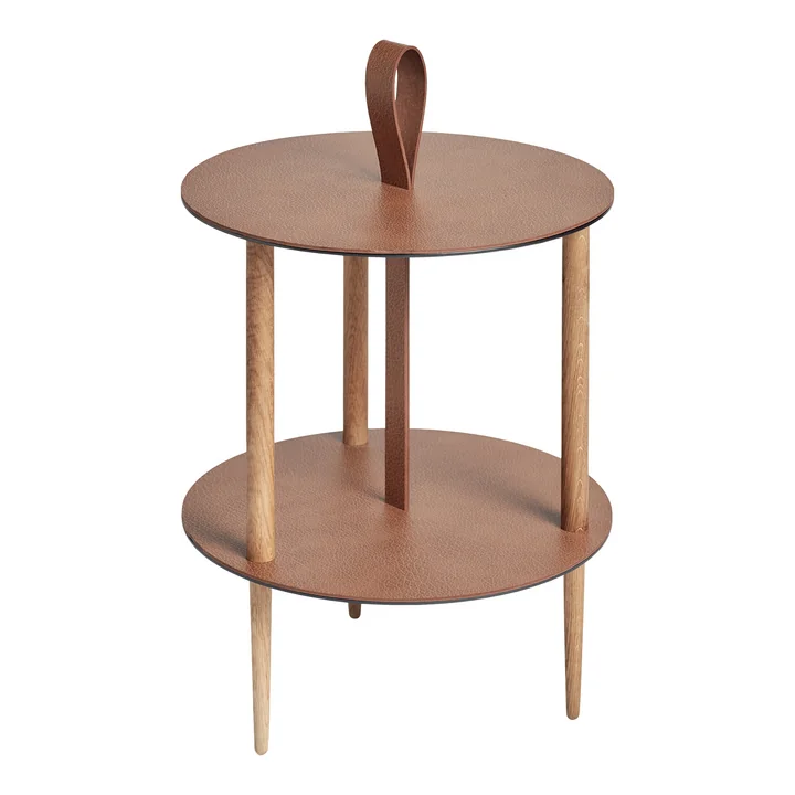 Strap Side table, Ø 38 x H 46 cm, natural oak / natural bull from Lind DNA