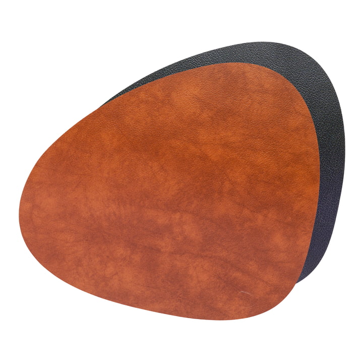Placemat Curve L Double , Bull cognac / black from LindDNA