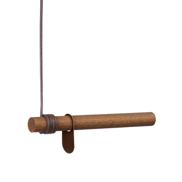 Wall Swing Wall coat rack 50 cm, smoked oak / leather brown from LindDNA