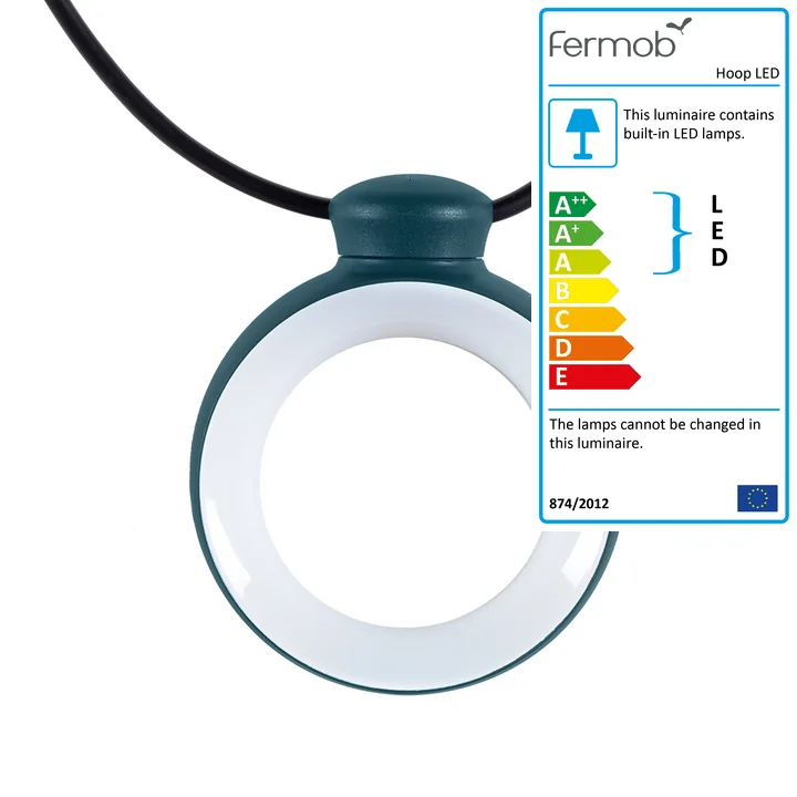 Hoop LED light garland from Fermob in acapulco blue