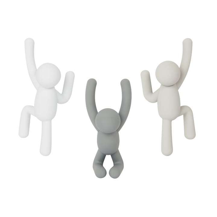 Buddy wall hook set of 3 from Umbra in grey / taupe / white