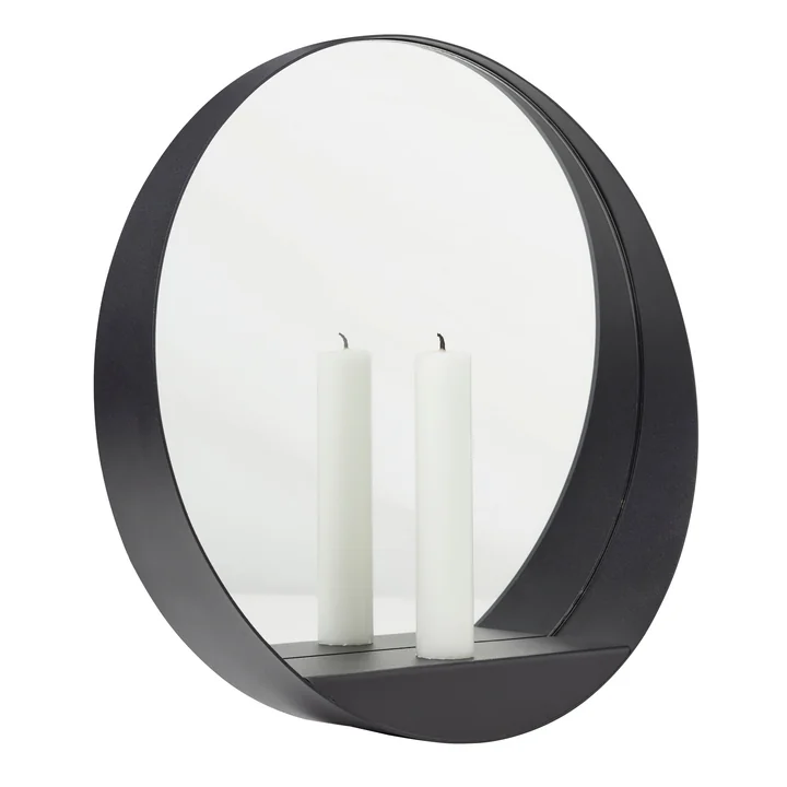 Glim Candle Wall mirror Ø 28 cm from Gejst in black