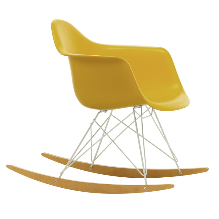 Eames Plastic Armchair RAR from Vitra in maple yellowish / white / mustard