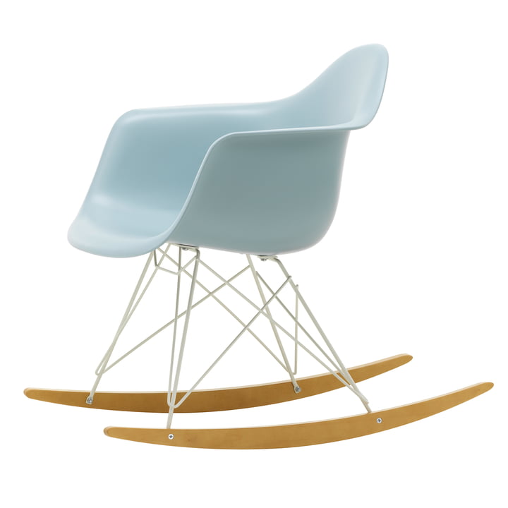 Eames Plastic Armchair RAR from Vitra in yellowish maple / white / ice gray
