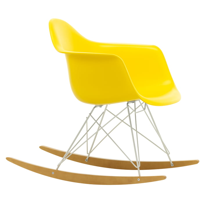 Eames Plastic Armchair RAR from Vitra in maple yellowish / white / sunlight