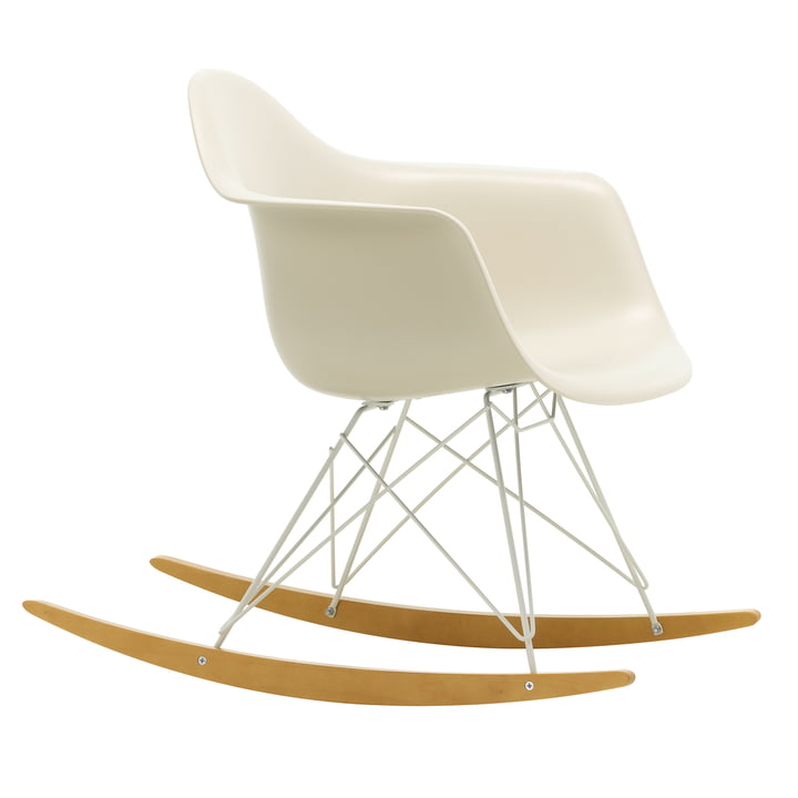 Eames Plastic Armchair RAR from Vitra in maple yellowish / white / pebble