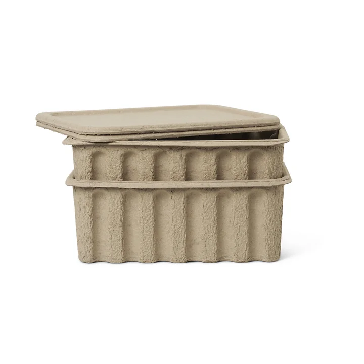 Paper Pulp storage box by Ferm Living in brown (set of 2)