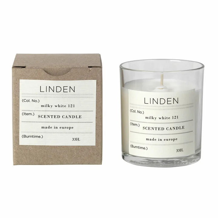 Linden scented candle, Ø 8 x H 8 cm, white from Broste Copenhagen