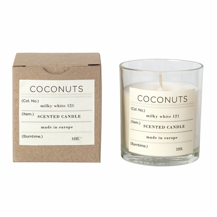 Coconut scented candle, Ø 8 x H 8 cm, white from Broste Copenhagen