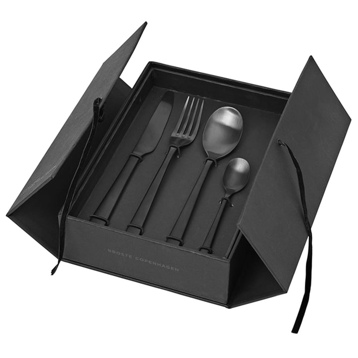 Hune Cutlery set, Titanium matt black (16 pcs.) from Broste Copenhagen