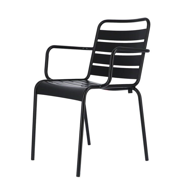 Mya metal chair with armrest from Fiam in black