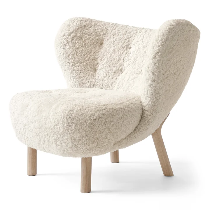 Little Petra VB1 Lounge Chair from & Tradition in white oiled oak / sheepskin Moonlight