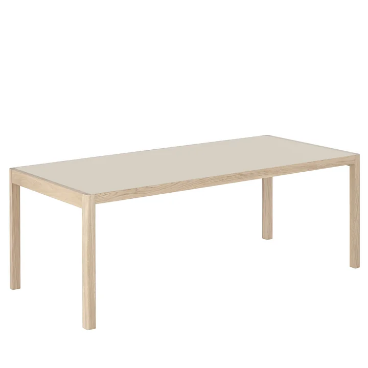 Workshop Dining table, 200 x 92 cm, oak / linoleum warm grey from Muuto