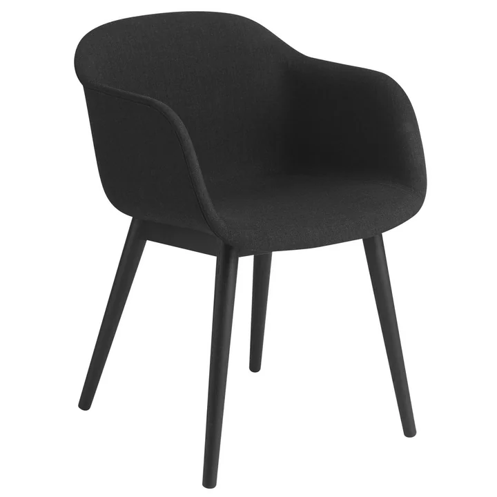 Fiber Chair Wood Base, black / Remix 183 by Muuto