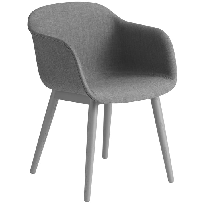 Fiber Chair Wood Base, grey / Remix 133 by Muuto