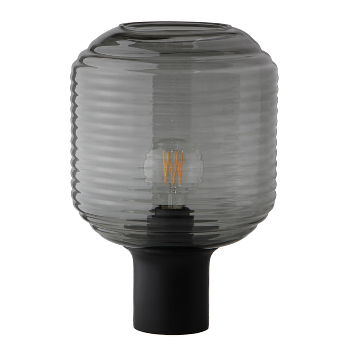 Honey Table lamp Ø 26 cm, glass smoke / rubber wood black by Frandsen