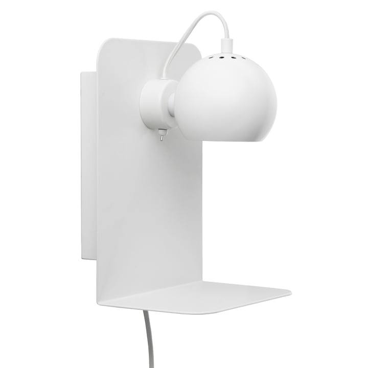 Ball Wall lamp USB with shelf, white matt from Frandsen