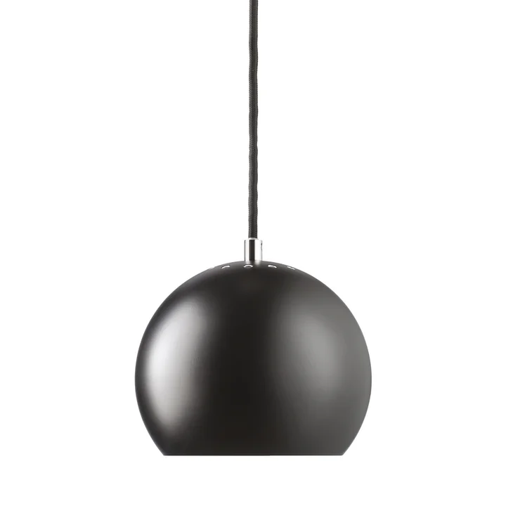 Ball Pendant light Ø 18 cm, black matt / white by Frandsen