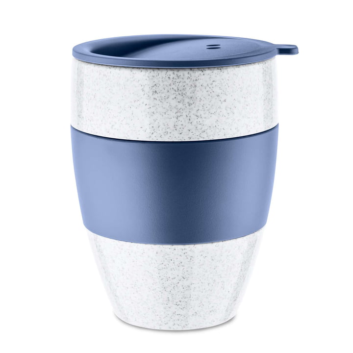 Aroma to go Thermo mug with lid 400 ml from Koziol in organic blue
