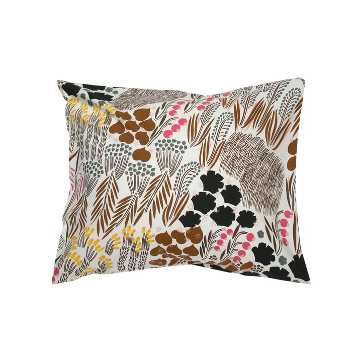 Pieni Letto pillow case 50 x 60 cm from Marimekko in off-white / brown / green