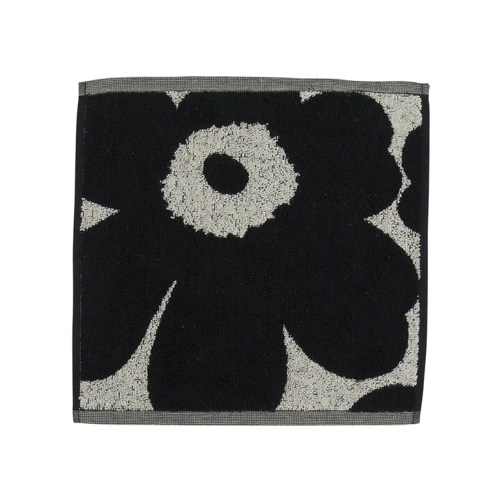Unikko jacquard mini towel 30 x 30 cm from Marimekko in cotton white / dark blue