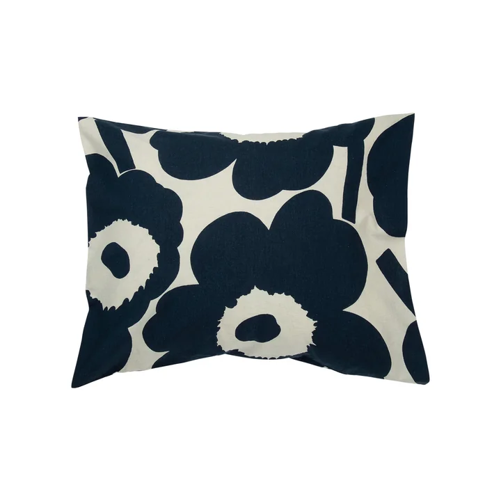 Unikko Pillowcase 80 x 80 cm from Marimekko in cotton white / dark blue