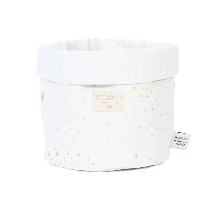 Panda storage basket medium, 24 x 20 cm, gold stella / natural by Nobodinoz