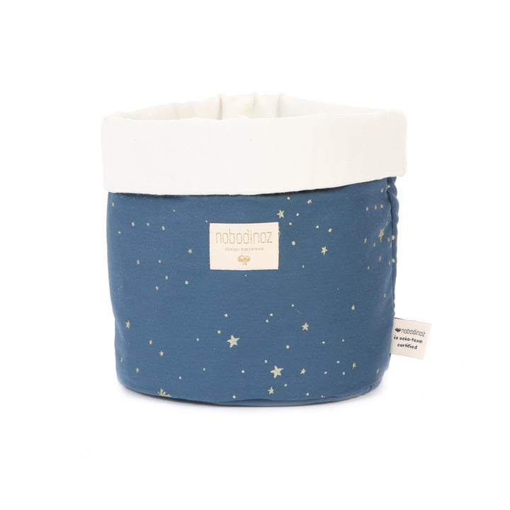 Panda storage basket small, 19 x 15 cm, gold stella / night blue by Nobodinoz