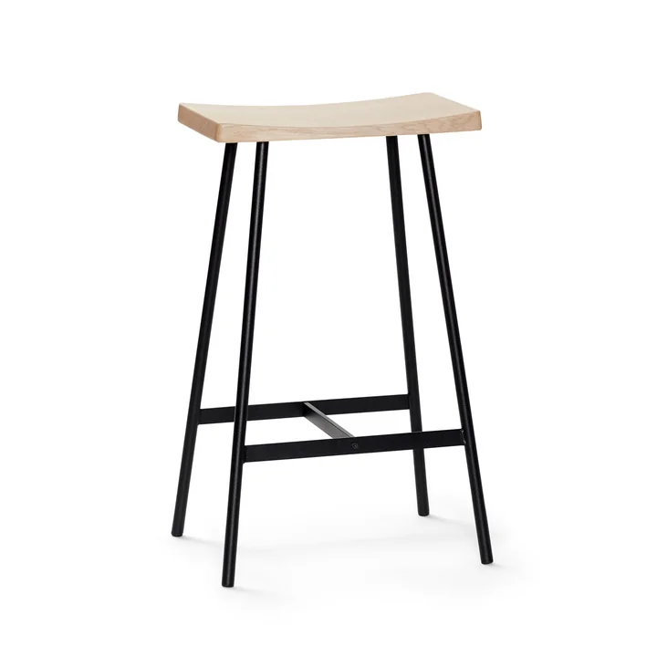 HC2 bar stool H 65 cm by Andersen Furniture in white pigmented oak / black steel