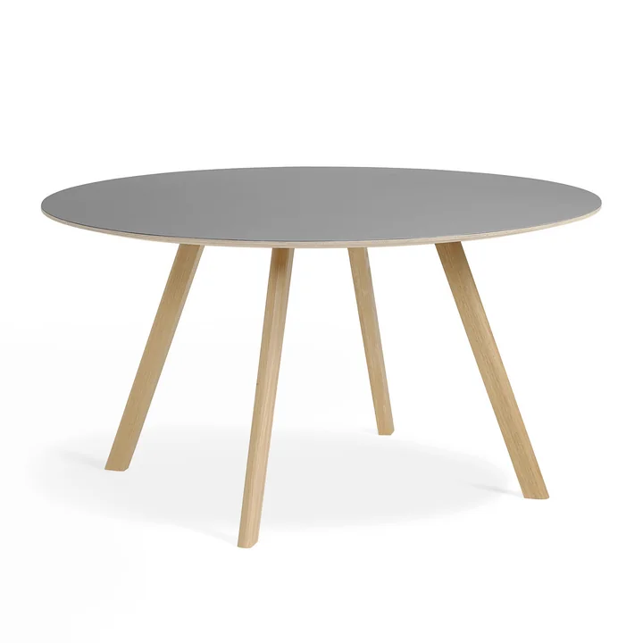 Copenhague CPH25 Table from HAY with 140 cm diameter in matt lacquered oak / gray linoleum