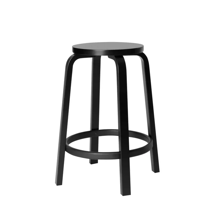 64 bar stool H 65 cm by Artek in black birch lacquered