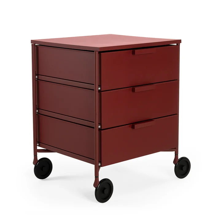 Mobil container with castors, 3 drawers, plum matt by Kartell