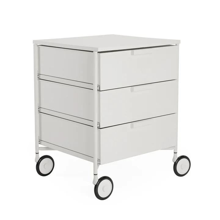 Mobil container with castors, 3 drawers, white matt by Kartell