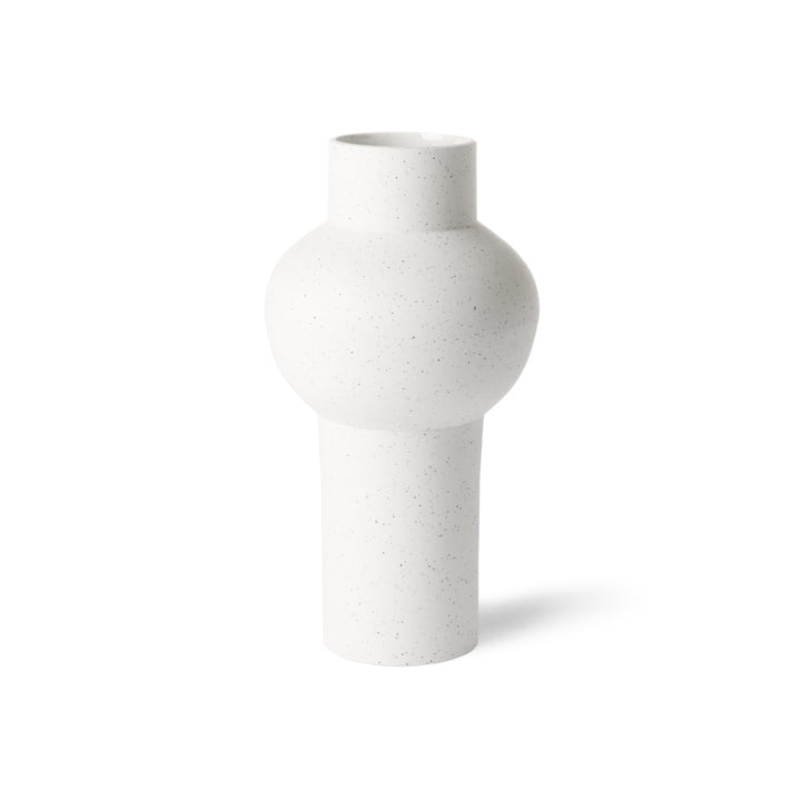 HKliving - vase straight M, Ø 15 x 30.5 H cm, white speckled
