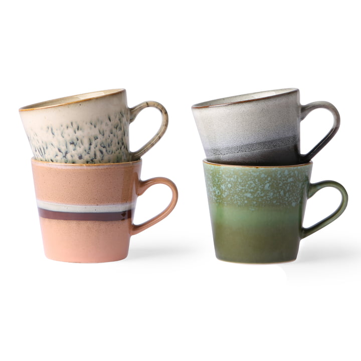70's Cappuccino cups 0,3 l (4 pcs.) from HKliving in multicolor