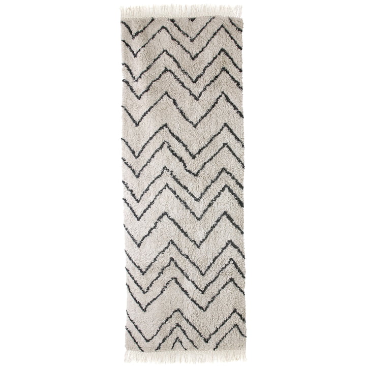 Runner Zigzag 75 x 220 cm by HKliving in black and white
