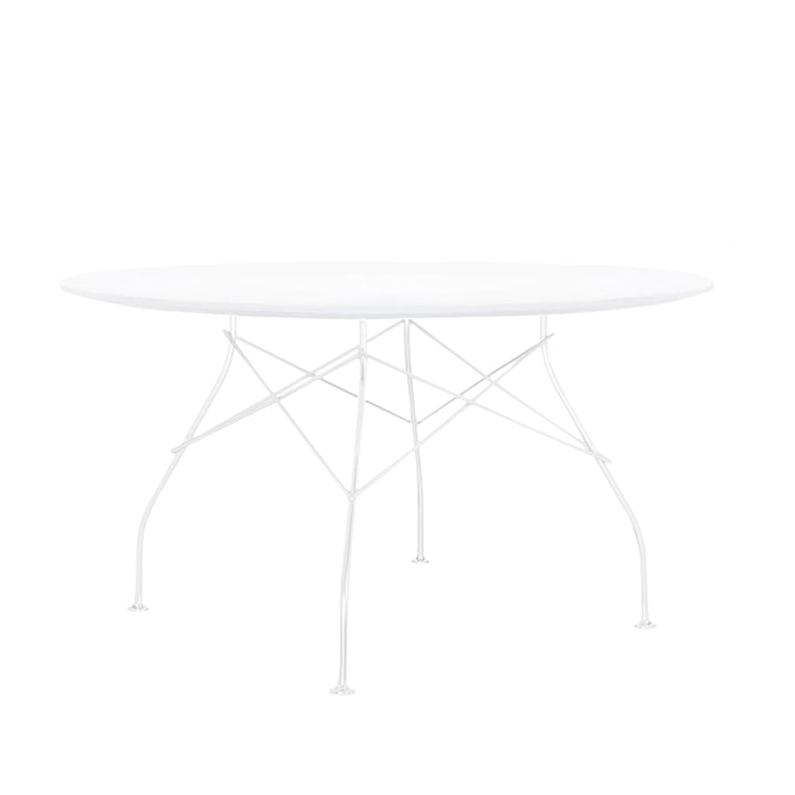 Glossy outdoor table Ø 128 x H 72 cm by Kartell in white
