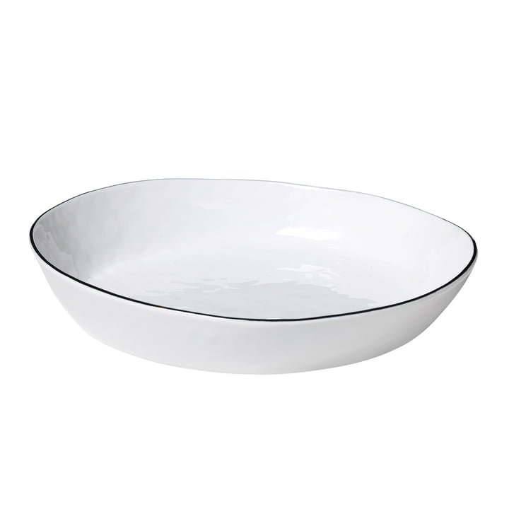 Salt serving bowl, 21.8 x 24 x H 4.2 cm, white / black from Broste Copenhagen