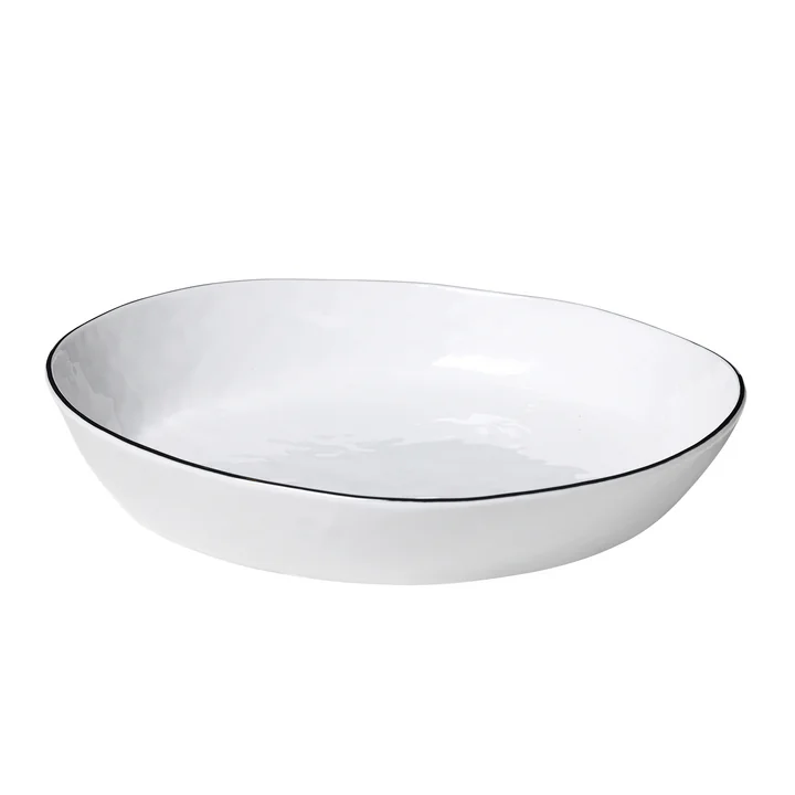 Salt Serving bowl, 21.8 x 24 x H 4.2 cm, white / black from Broste Copenhagen