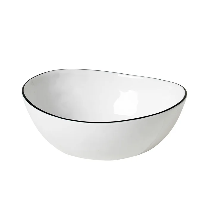 Salt Bowl, 15.5 x 17 x H 6 cm, white / black by Broste Copenhagen
