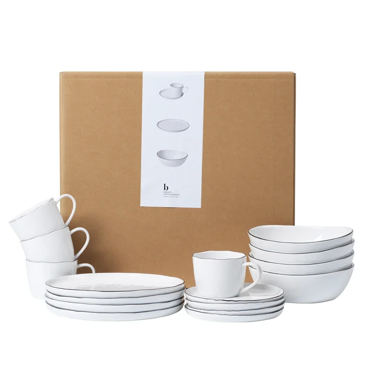 Salt Tableware breakfast set, white / black from Broste Copenhagen