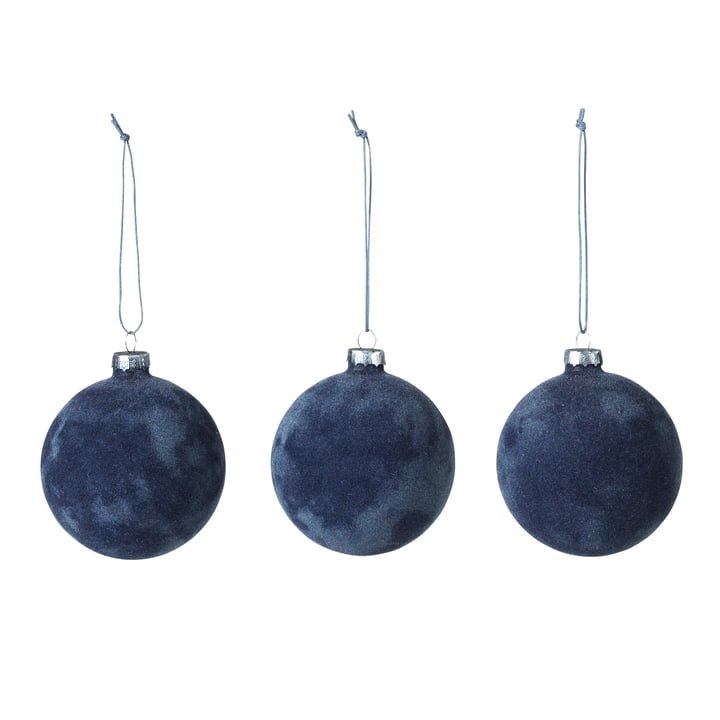 Alcan Christmas tree balls, dark blue (set of 3) from Broste Copenhagen
