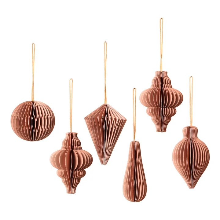 Christmas Mix Decorative pendant, Ø 5 x H 7 cm, dusty pink (set of 6) by Broste Copenhagen