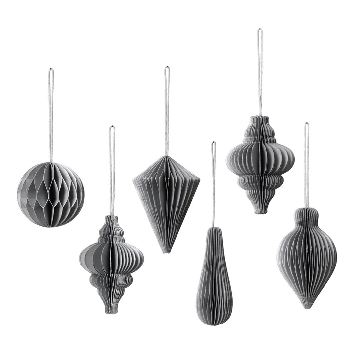 Christmas Mix Decorative pendant, Ø 5 x H 7 cm, silver (set of 6) from Broste Copenhagen