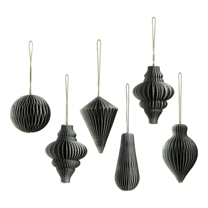 Christmas Mix Decorative pendant, Ø 5 x H 7 cm, thyme (set of 6) from Broste Copenhagen