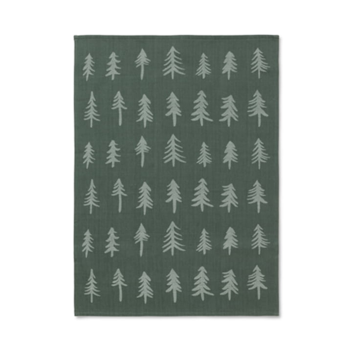 Christmas tea towel, dark green by ferm Living