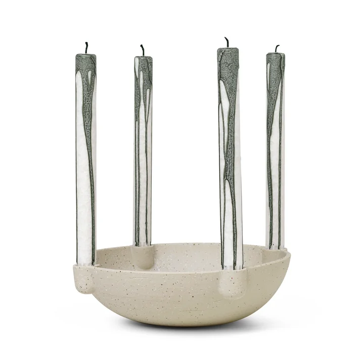 Bowl candle holder, Ø 27 x H 6.8 cm, light gray by Ferm Living