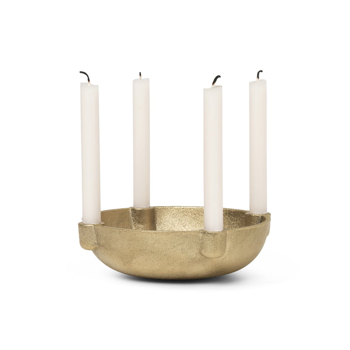 Bowl candle holder, Ø 14.6 x H 3.7 cm, brass from ferm Living