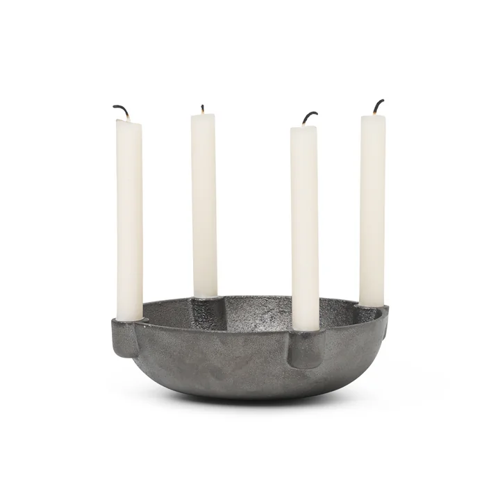 Bowl candle holder, Ø 14.6 x H 3.7 cm, black brass from Ferm Living