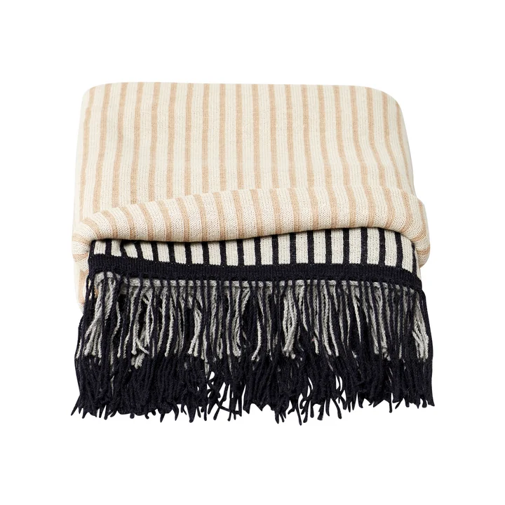 Aymara Blanket, 130 x 190 cm, patterned with stripes, cream by Form & Refine